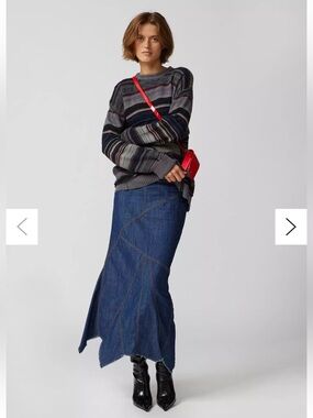 Urban Outfitters UO Evie Seamed Denim Midi Skirt